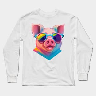 cute pig cartoon Long Sleeve T-Shirt